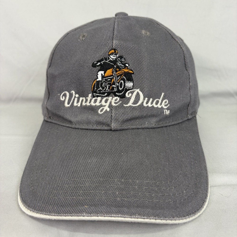 Laid Back Hat Vintage Dude Biker Mens OSFA Gray Older Wiser Faster Cap
